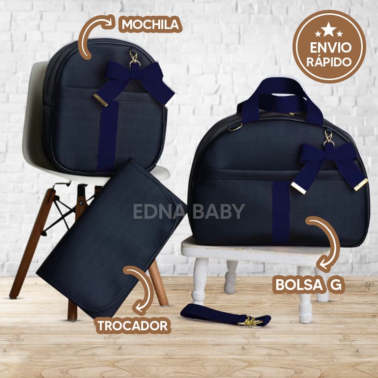Kit Bolsa Maternidade com 3 Peças Menino e Menina- Edna Baby