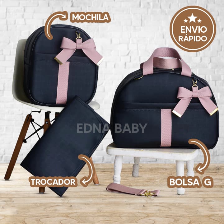 Kit Bolsa Maternidade com 3 Peças Menino e Menina- Edna Baby