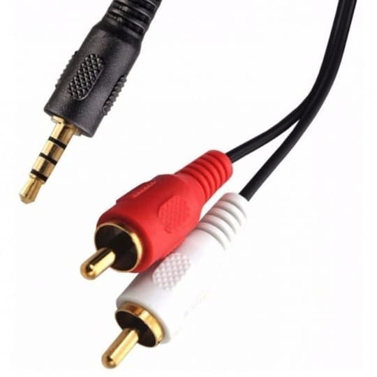 Cabo Auxiliar P2 Estereo x 2 RCA Macho Dourado Audio Som 1.80m