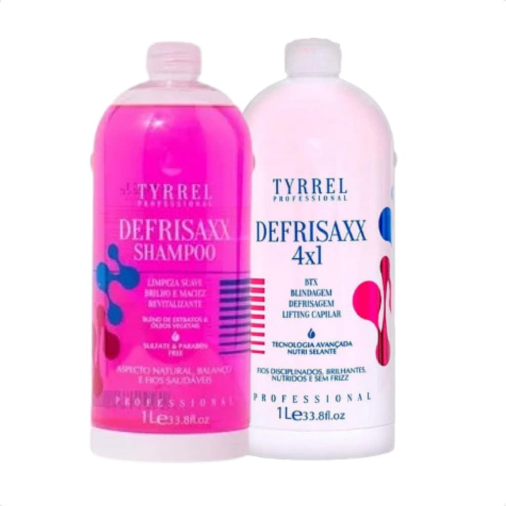 Kit Defrisaxx Shampoo + Gloss 4x1 Multifuncional 1 Litro Tyrrel Professional