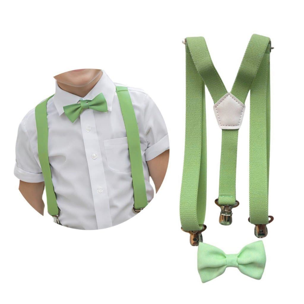 Kit Suspensório E Gravata Borboleta Infantil Verde Menta Malta 0/9 anos e Outras Cores Pajem Batizado Formatura Festa