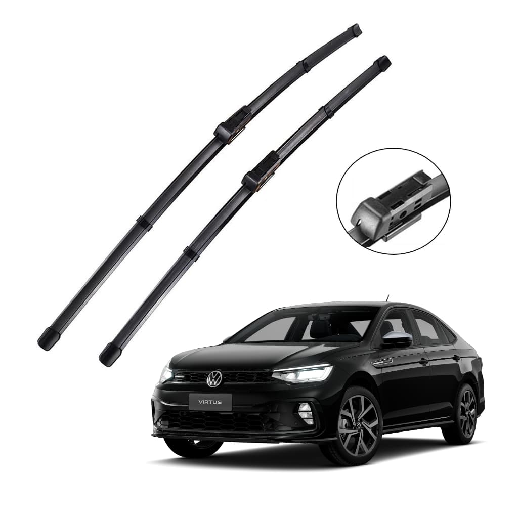 Par Palhetas Vw Virtus 2018 a 2025 Limpador De Parabrisa Silicone Chuva
