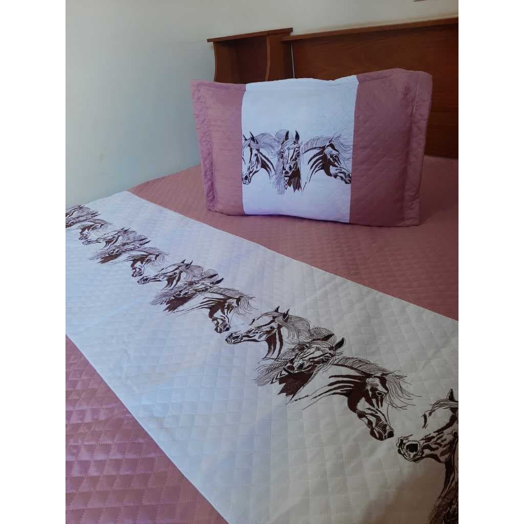 Colcha cavalo  solteiro Queem 2 peças matelada bordada