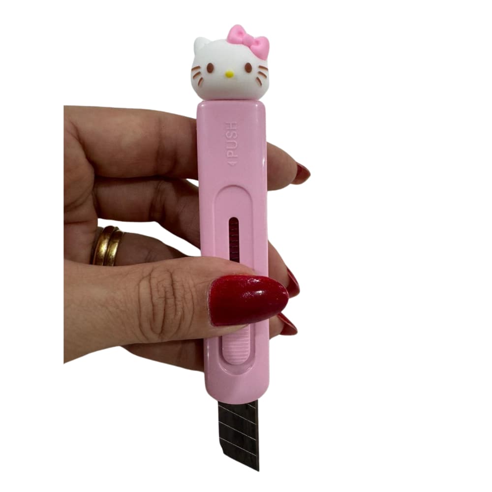 ESTILETE PAPELARIA FOFA HELLO KITTY PARA USO ADULTO TRABALHOS MANUAIS MATERIAL CORTANTE