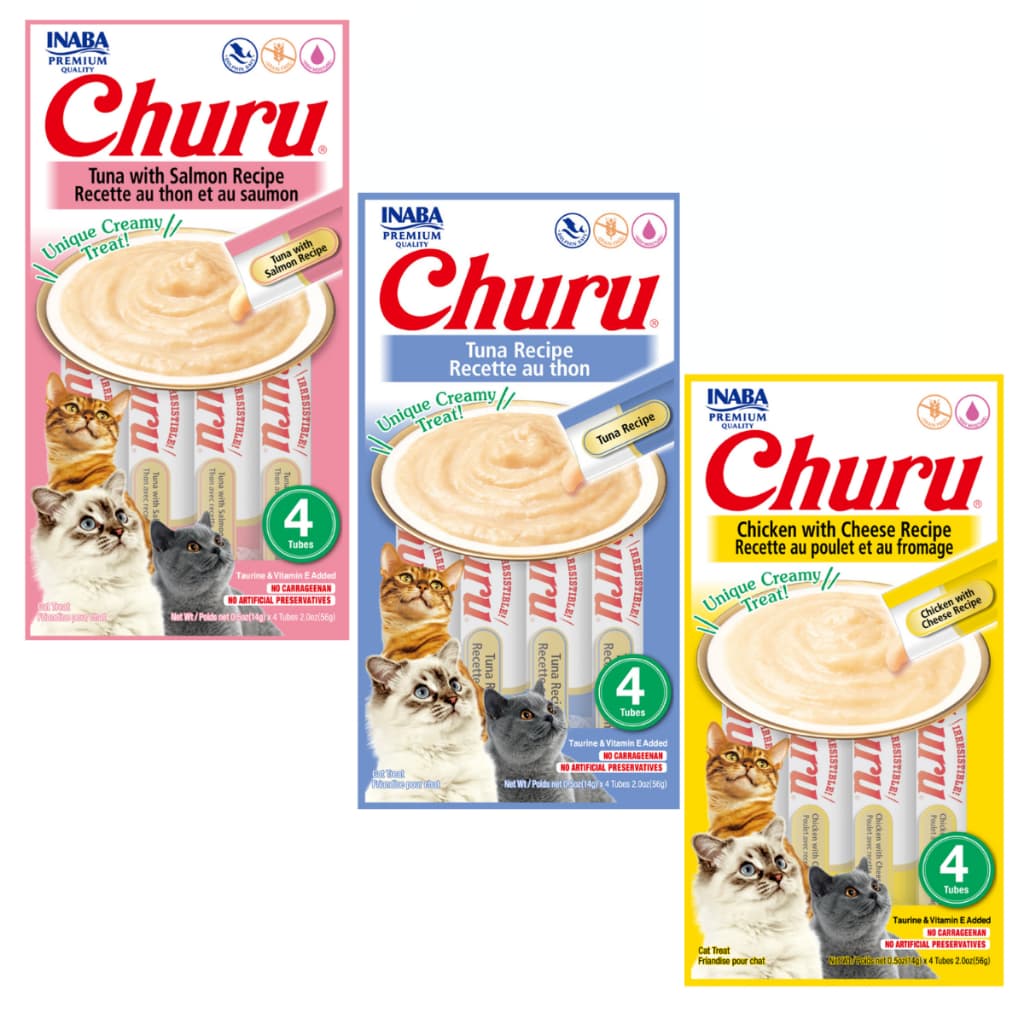 Petisco gato kit com 3 pacotes de Churu Para Gatos sabores sortidos