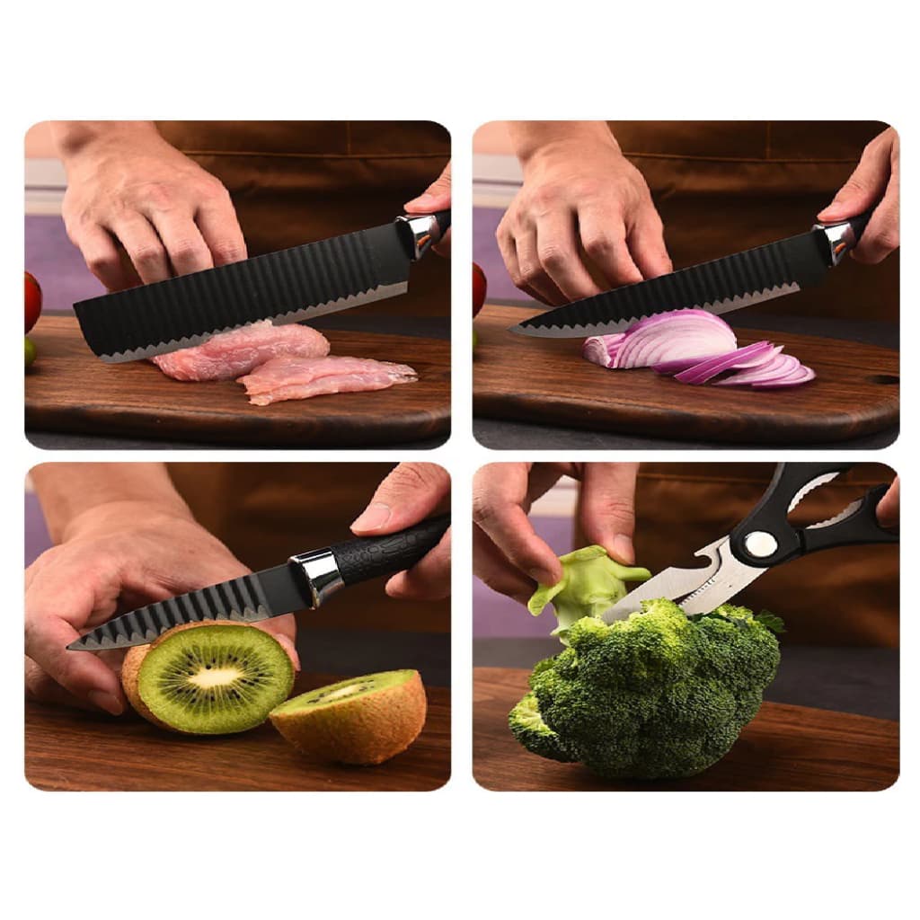 Kit de 6 Facas Churrasco inox cozinha Profissional Antiaderente-envio imediato