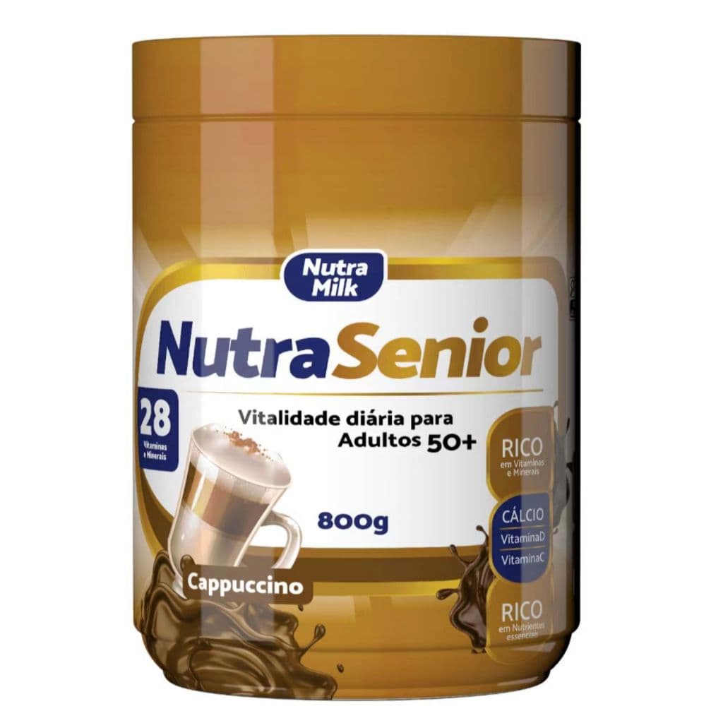 Nutra Senior Sabor Cappuccino Adulto 50+ Complemento Alimentar 800g - 28 Vitaminas e Minerais