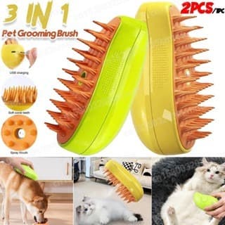 Escova A Vapor Removedor de Pêlos para Cães e Gatos 3 Em 1