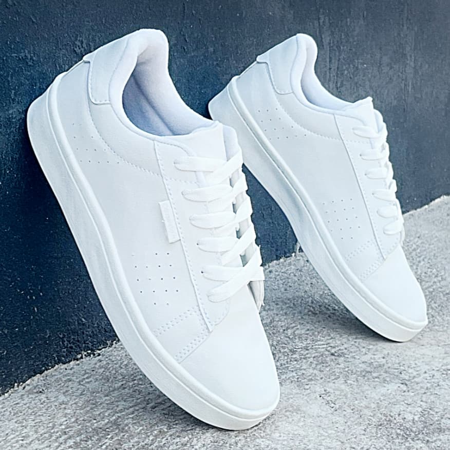Tenis Branco Casual Masculino Confortavel versatil couro sintetico Orginal envio Imediato!