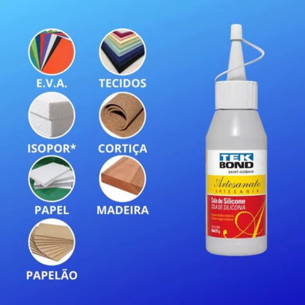 Cola Líquido Tekbond Silicone Artesanato 50g  para tecidos, e.v.a , isopor ,cortiça, madeira ,papelão e papel