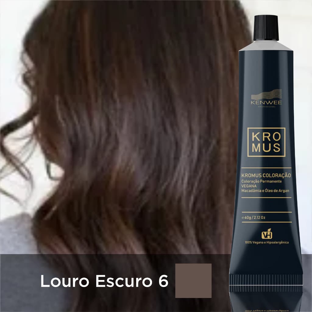 Coloração Permanente 100% Vegana e Hipoalergênica Louro Escuro Kromus Kenwee 60g (Desconto no Atacado)