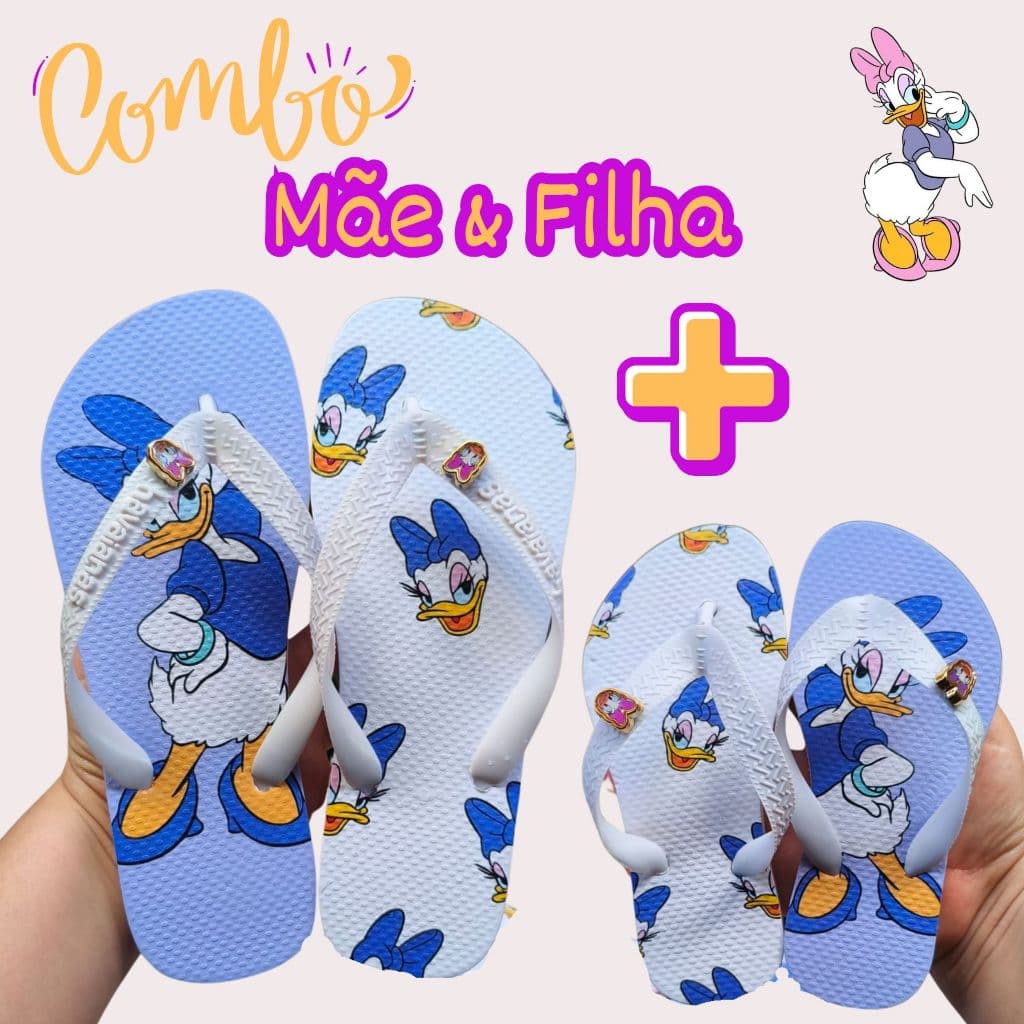 KIT Chinelo Mãe e Filha Margarida TIRA LARGA Criança Feminino Chinelo sandalia de dedo  Confortavel blogueira Moda hava