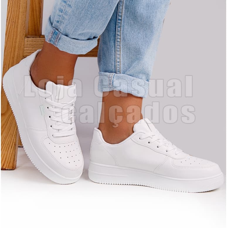 Tenis Sapato Feminino Casual Branco Despojado Top Blogueira Confortavel Envio Imediato!