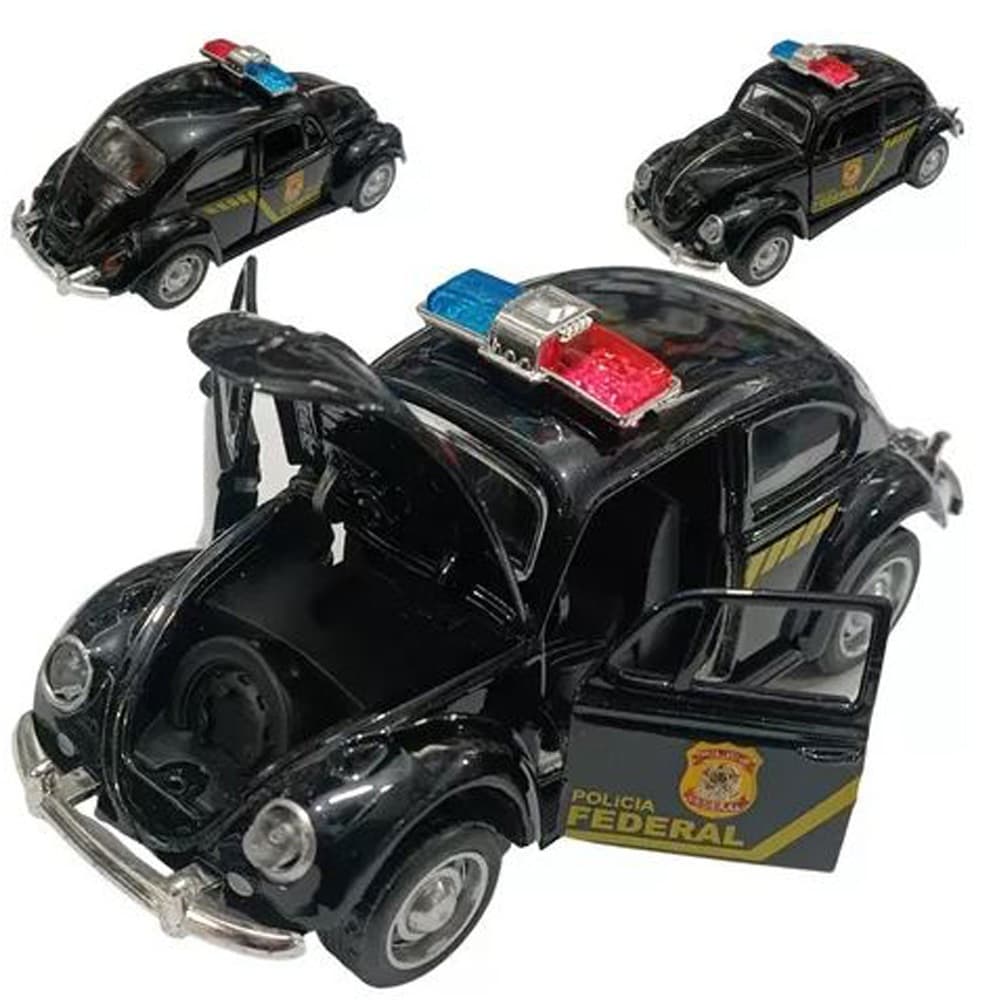 Miniatura Carrinho Fusquinha Da Federal Ferro Fusca