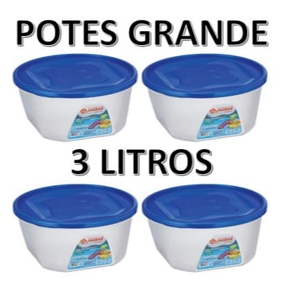 Pote De Platico Grande 3 Litros Pote Versatil Redondo Porta Mantimentos Jaguar Pote Grande