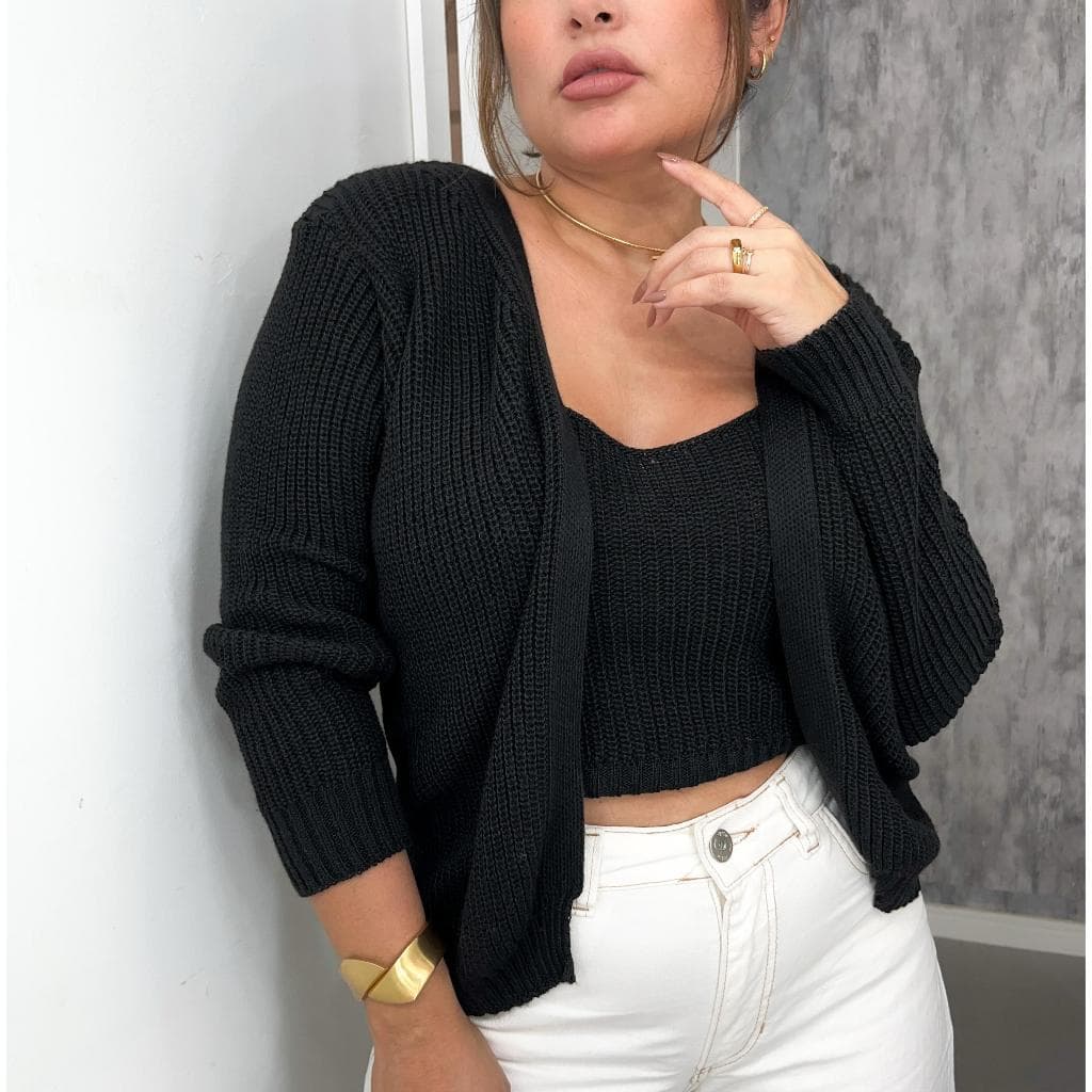 casaco feminino tricot Inverno CASACO E CROPPED Blusa de Frio estiloso elegante roupas de inverno chi