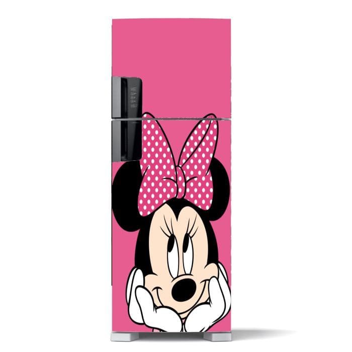 Adesivo Envelopamento Geladeira Minnie Rosa Decoração