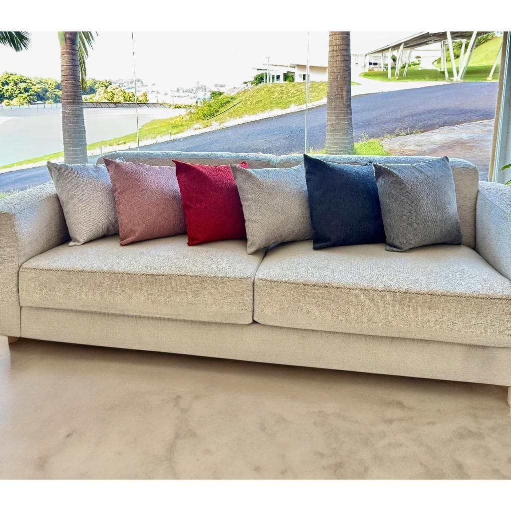 Capa de Almofada Estilo Linho 45x45 Zíper Invisível Sofá Decoração