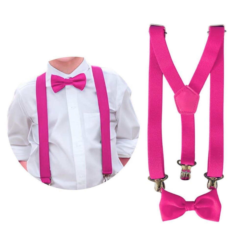 Kit Suspensório E Gravata Borboleta Infantil Rosa Fucsia 0/9 anos e Outras Cores Pajem Noivinho Batizado Formatura Festa
