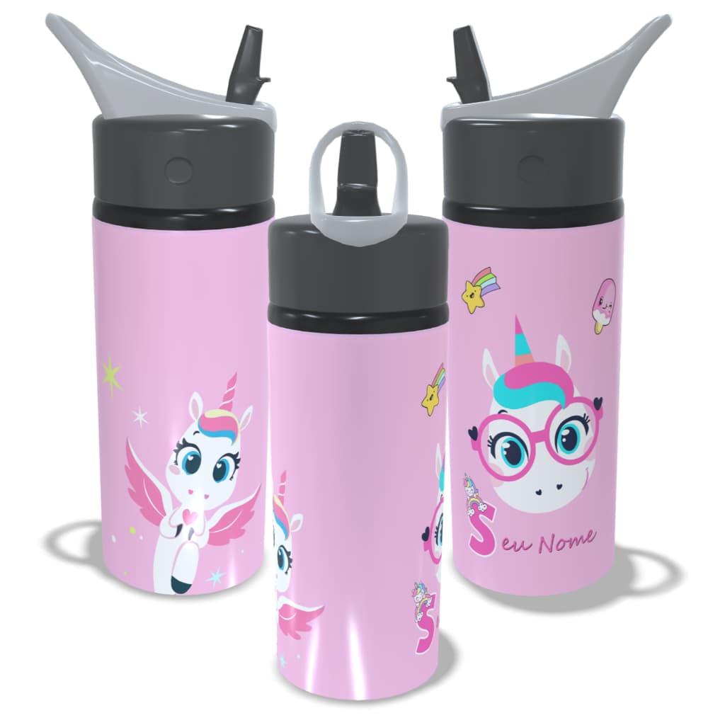 Garrafa Infantil De Alumínio Puket Personalizada COM NOME 600ml
