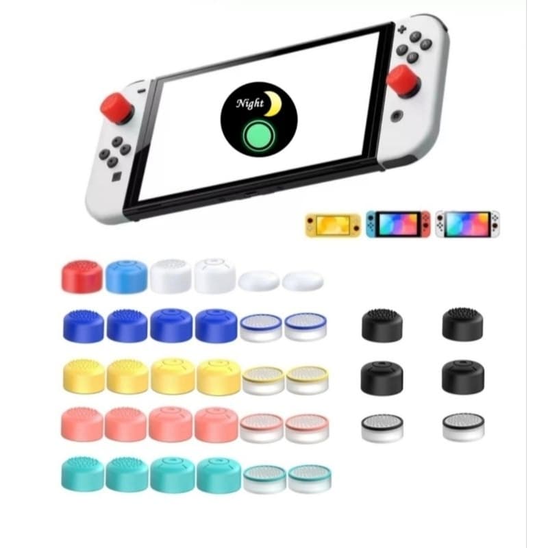Grips Borracha Silicone Noturno, Para Analógico de Nintendo Switch, Compatível com todos os modelos