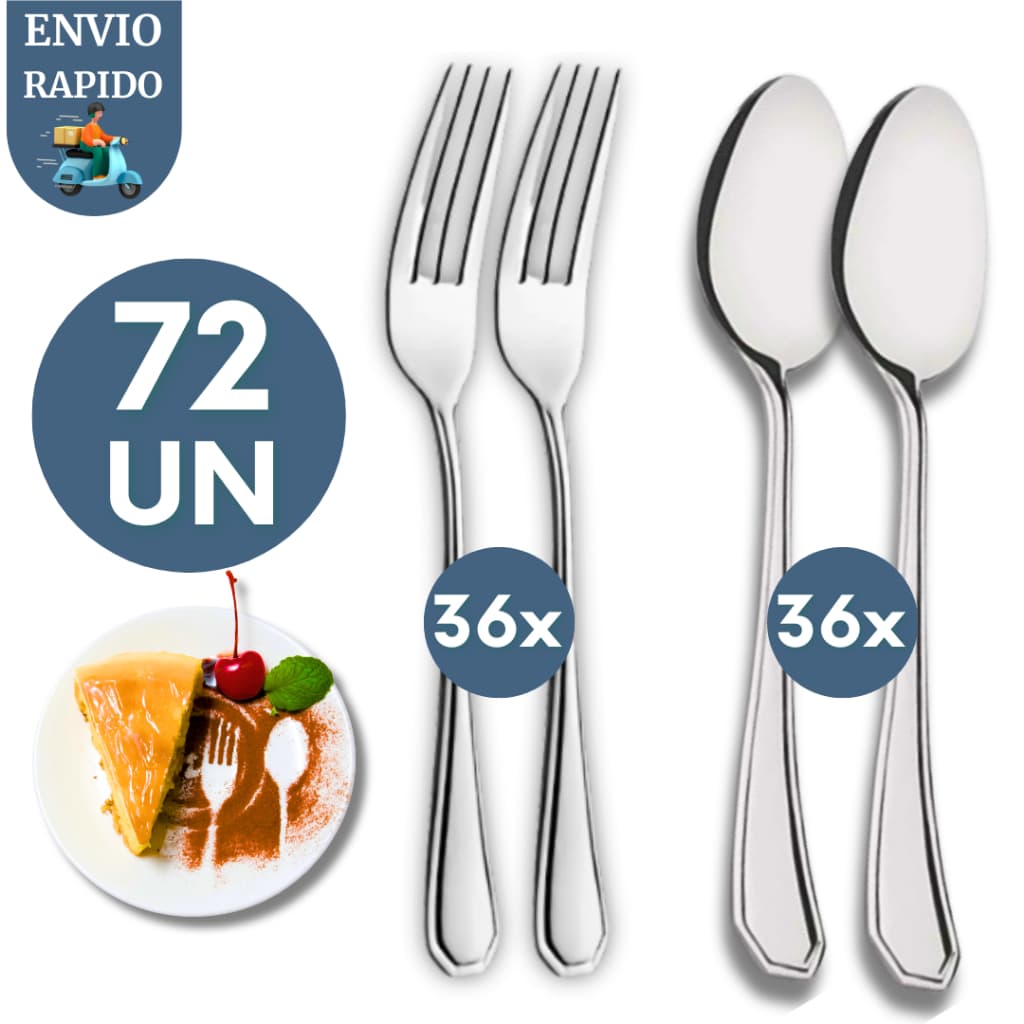 Jogo Talher Sobremesa 100 Peças Aço Inox Restaurante Hotel Buffet Casamento Cozinha Lanchonete
