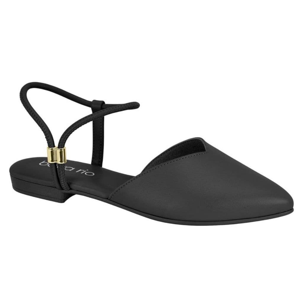 Sapatilha Feminina Slingback Mule Preta Ajustavel Bico Fino Conforto Beira Rio