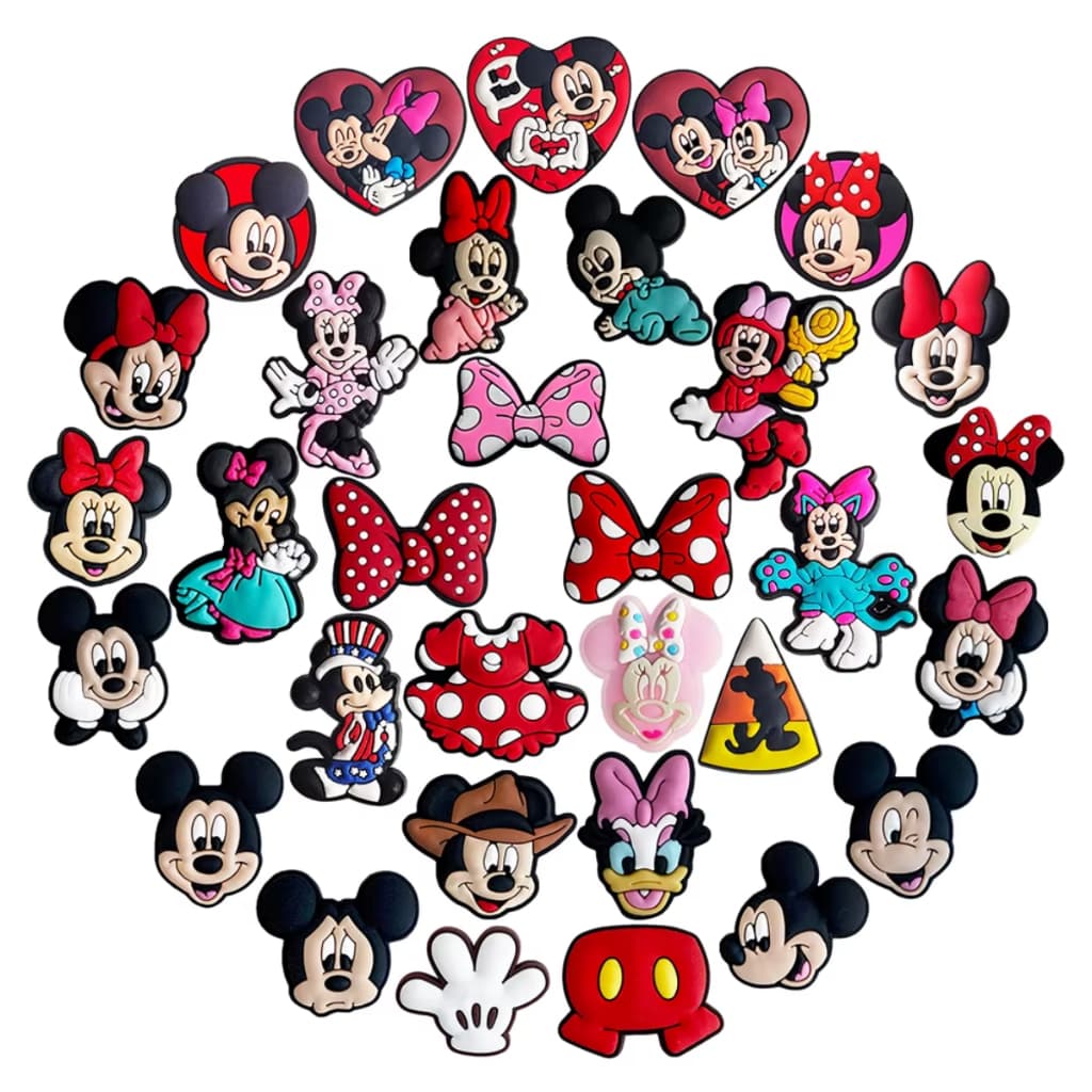Kit 10/30/50 Pins Bottons Emborrachados Sandálias Babuche Mickey Disney Atacado Revenda Sortidos
