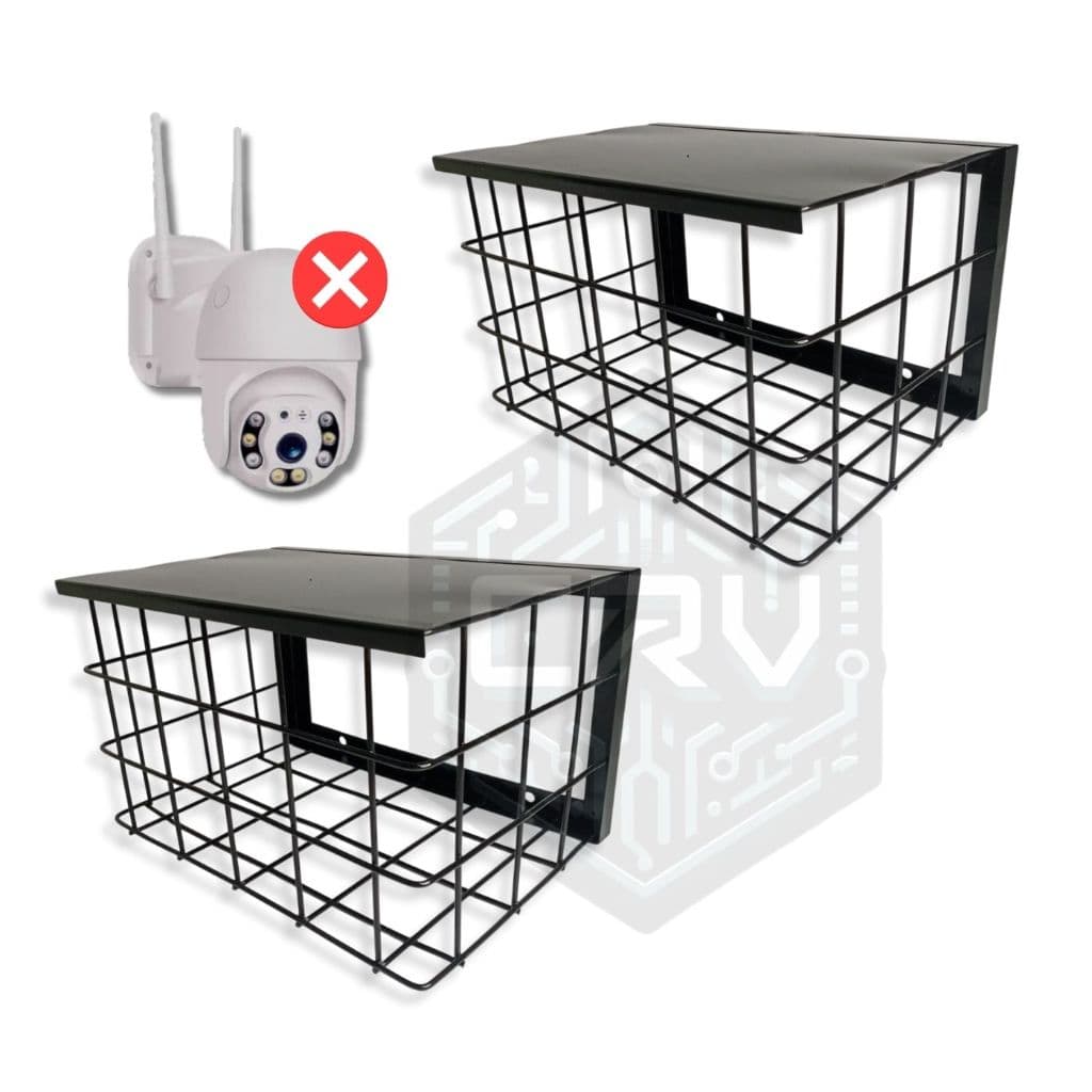KIT 2 Grades de Proteção Com Chapa Para Câmera CFTV Bullet/Dome Tipo Gaiola Quadrada Reforçada