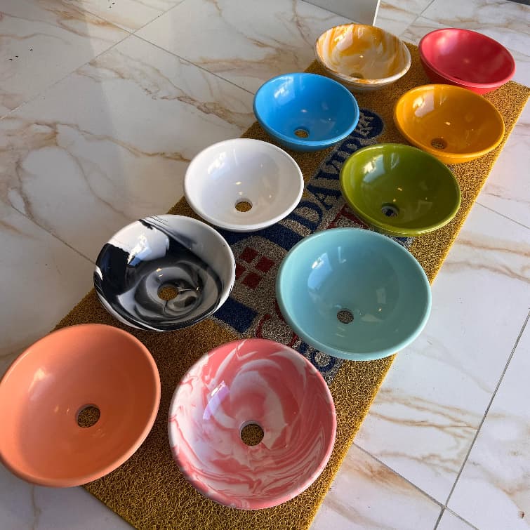 CUBA SOBREPOR EM MÁRMORE SINTÉTICO / CUBA DE APOIO 28CM / DIVERSAS CORES / LAVABO