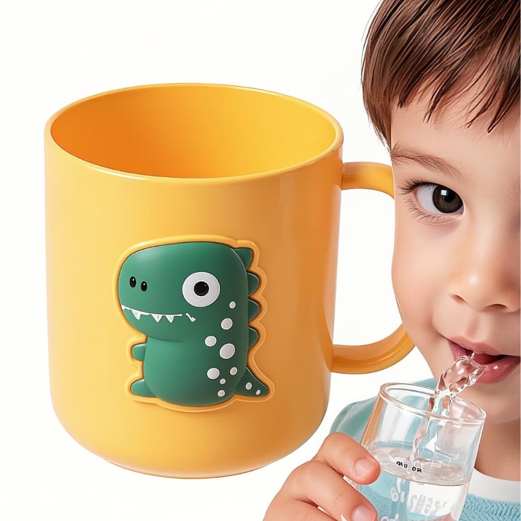 Caneca de Plástico Divertida Colorida Dinos