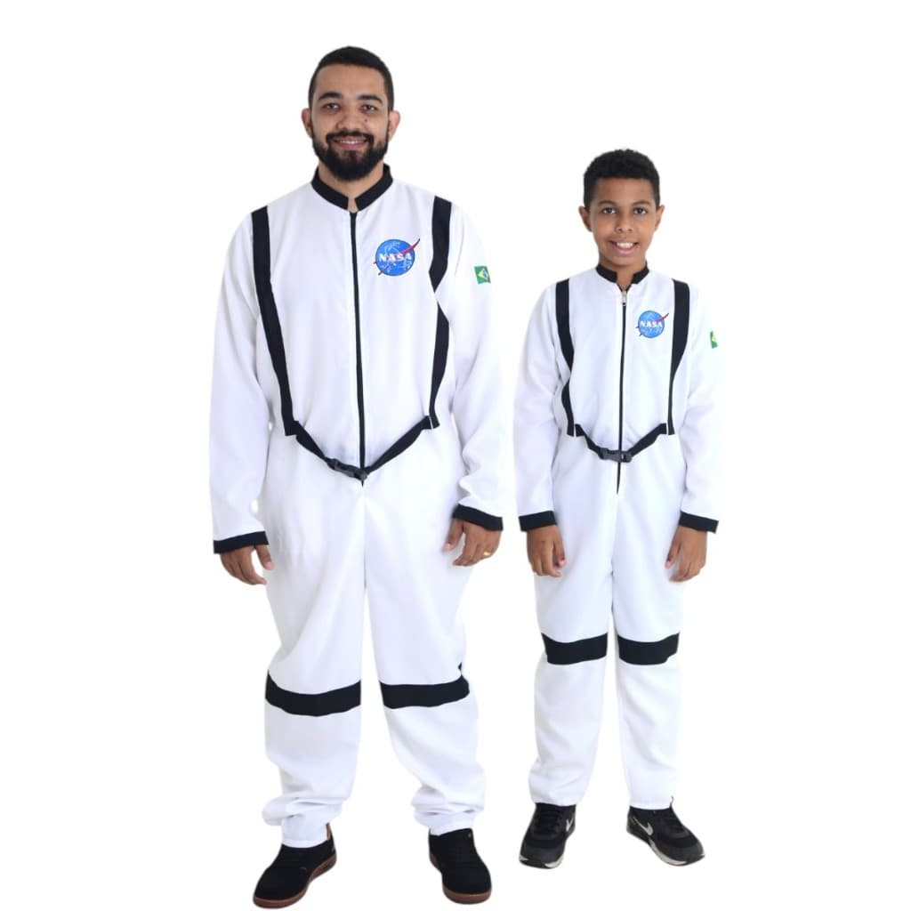 Fantasia  Macacão Astronauta Luxo Nasa Bordado - Cosplay Adulto