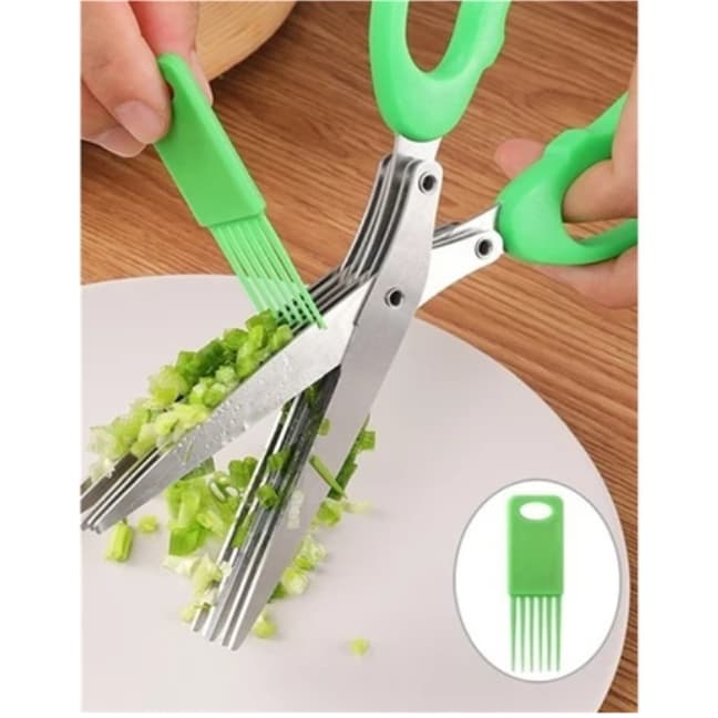 Tesoura para cozinha-Cortar Picar Legumes Verdura e Ervas 5 Lâminas Inox