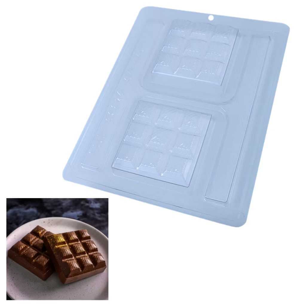 Forma Tablete Quadrado Chocolate 10614 BWB Semi Profissional Forminha Acetato Silicone Barra Pascoa