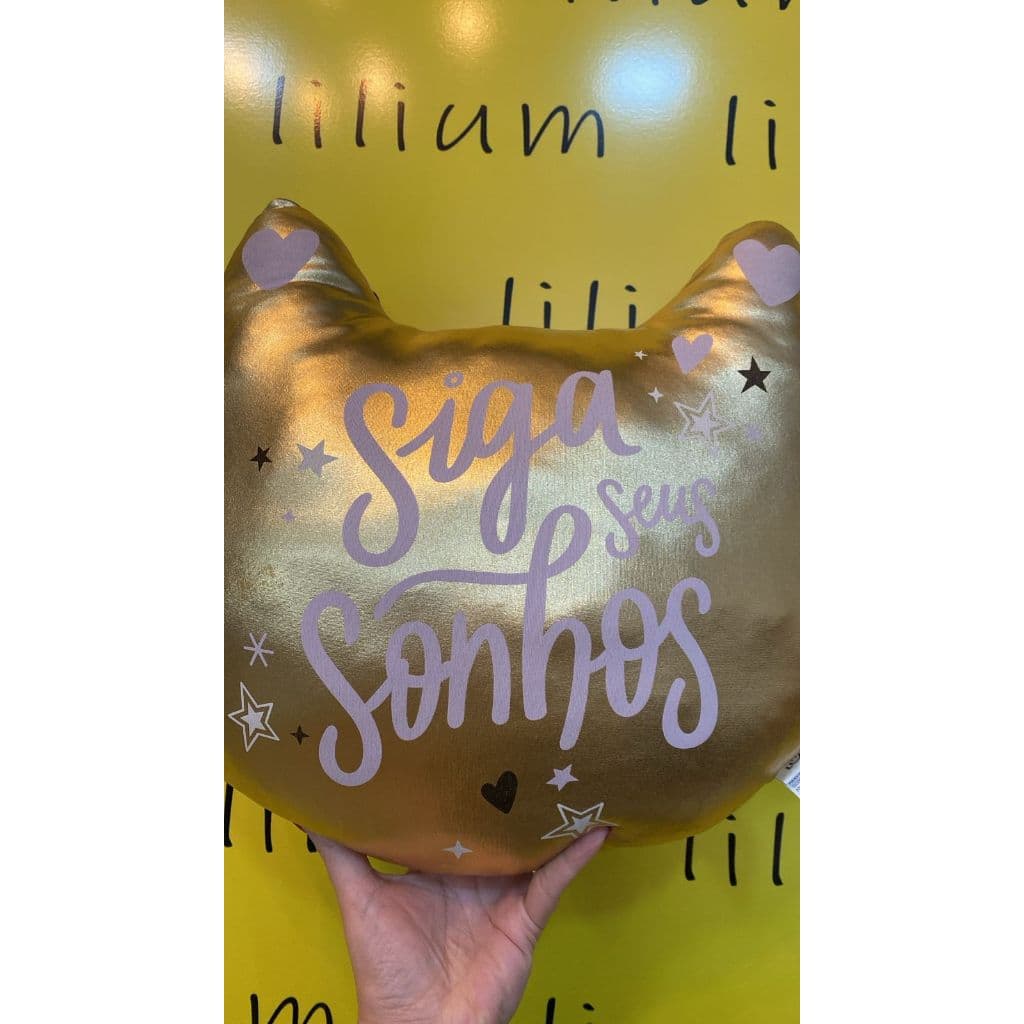ALMOFADA GATINHA SIGA SEUS SONHOS LUDI MOTIVACIONAL PETS FELINO CATS