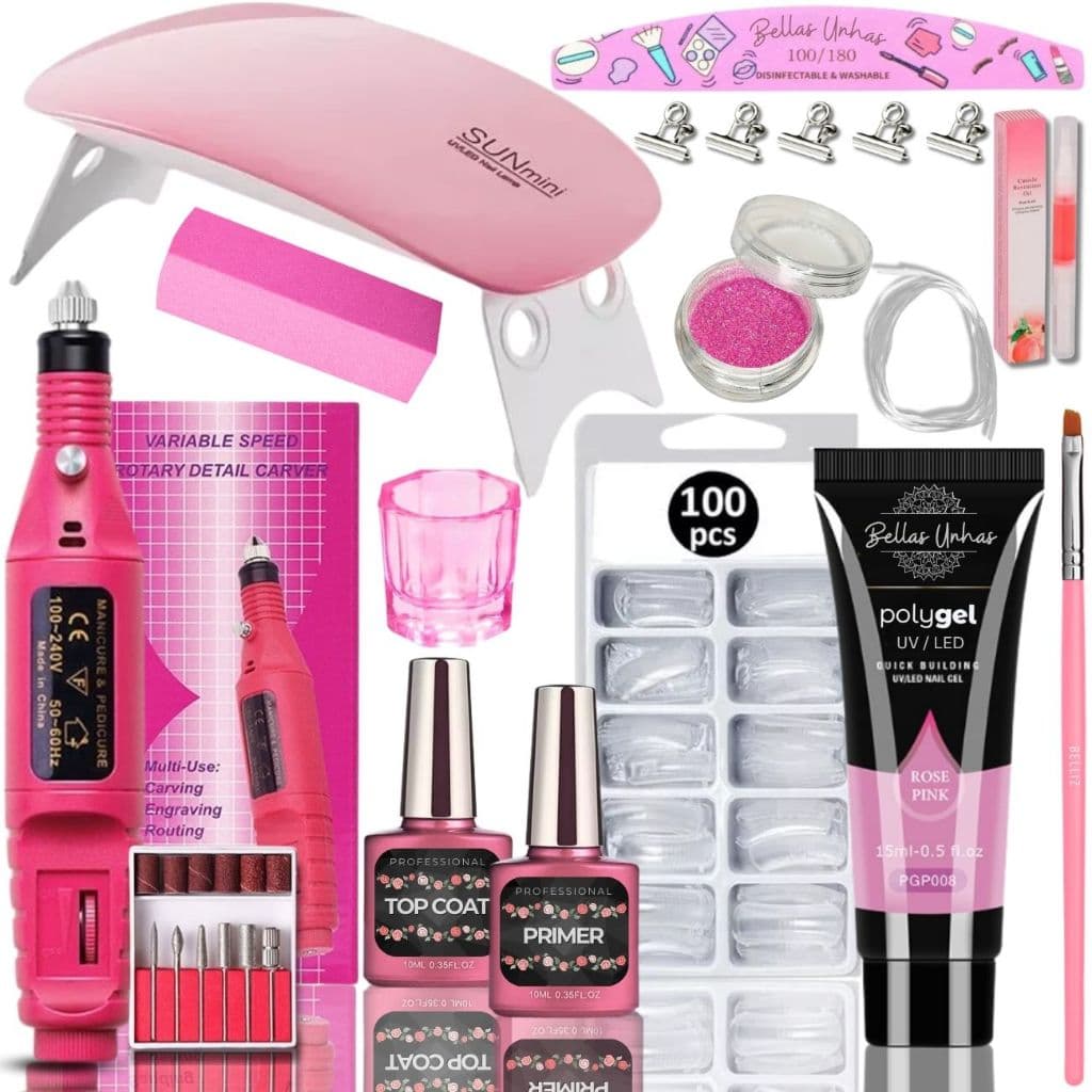 Kit Polygel 15g Poligel Alongamento Unhas Completo Profissional Mini Cabine - Envio Imediato