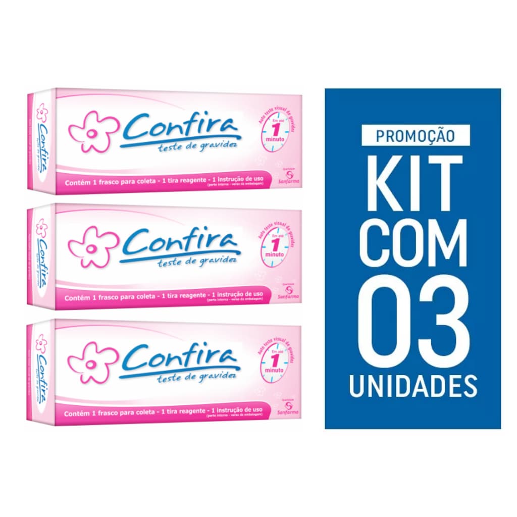 Confira Teste De Gravidez kit com 3 und