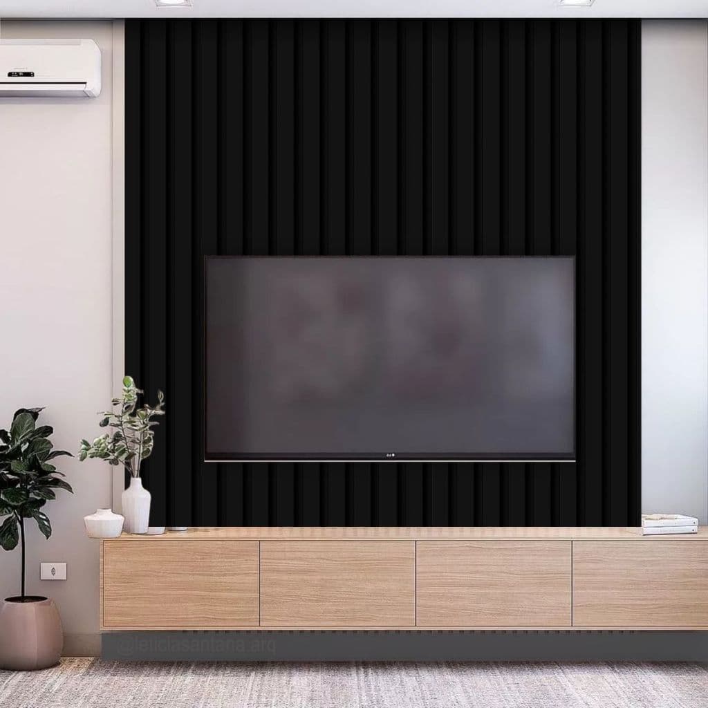 Papel de Parede Ripado Preto Decoração Sala Quarto Escritório 3 Metros