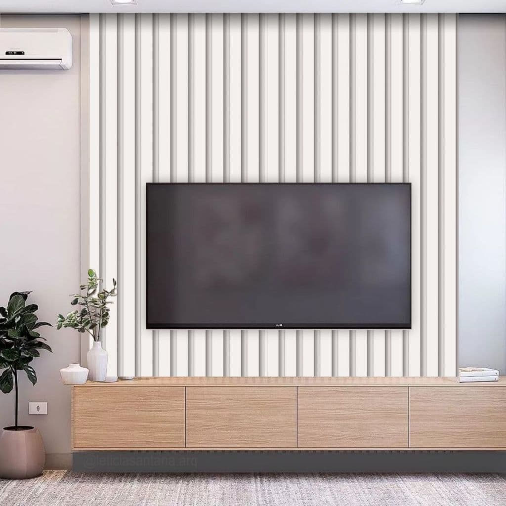 Papel de Parede Ripado Branco Decoração Clean 3 Metros