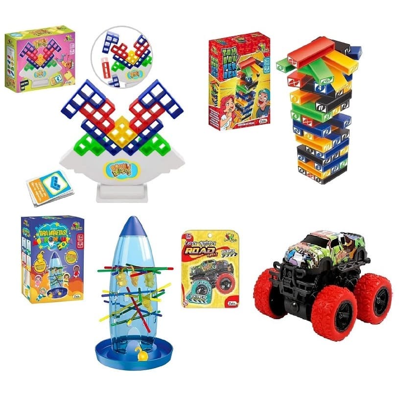 COMB0 4 BRNQUEDOS EDUCATIVO(PINGUIM NUMA FRIA+TOMBOU PERDEU+EQUILIBLOCOS+CARRO MONSTER POWER)