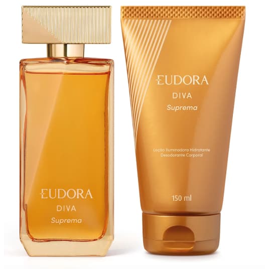 Kit Diva Suprema: Desodorante Colônia 100ml + Loção Iluminadora Hidratante 150ml Eudora.