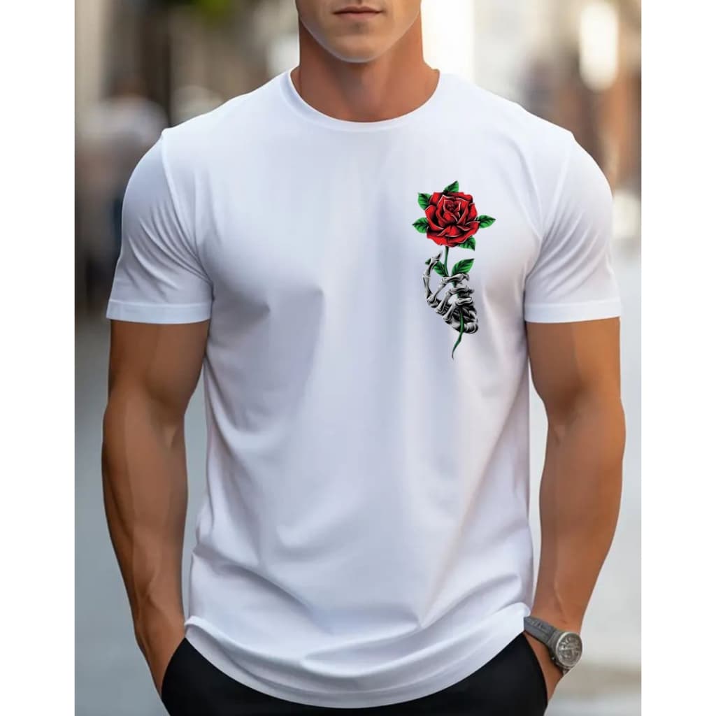 Camiseta Rosas T-Shirt Masculina Camisa StreetWear 100% Algodão