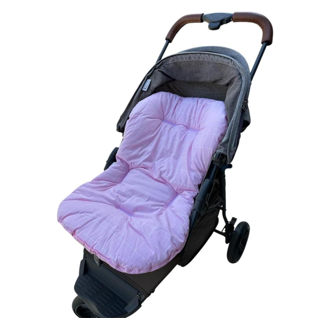 Colchonete e Capa Para Carrinho De Bebê Dupla Face Macio  - GRID ROSA