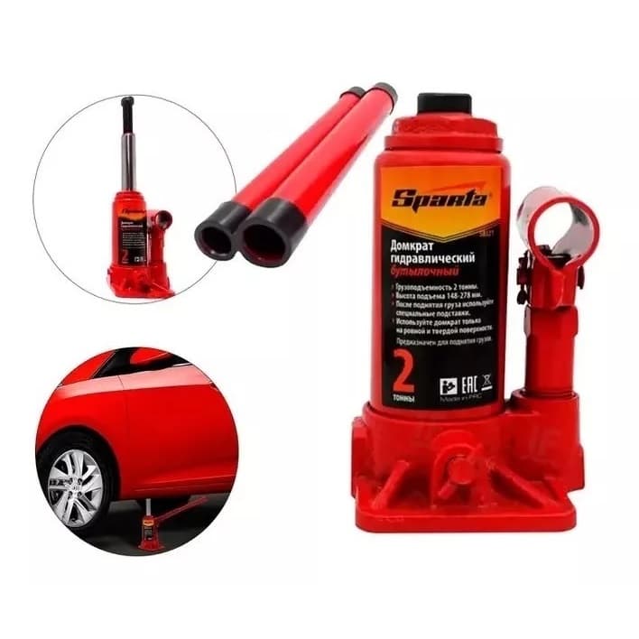 Mini Macaco Hidráulico Tipo Garrafa Para GM Tracker Spin S10 Até 2 Toneladas Vermelho