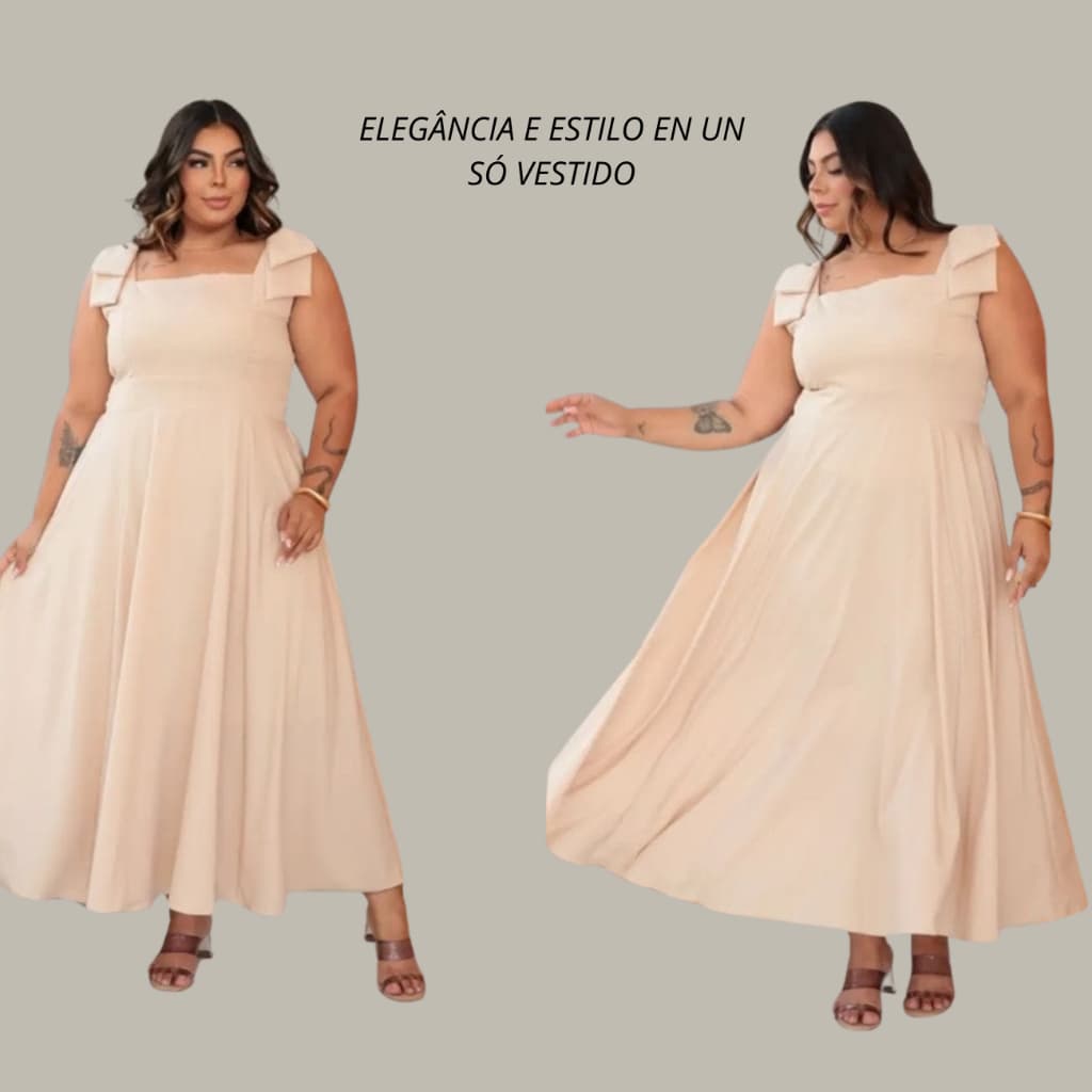 Vestido Plus Size feminino Midi Elegante Moda Evangélica elegante festa