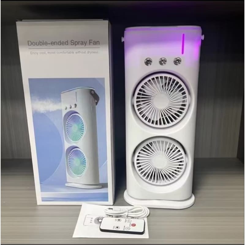 Portátil climatizador camada Ventilador Dupla Umidificador Hélice Giratória +RGB