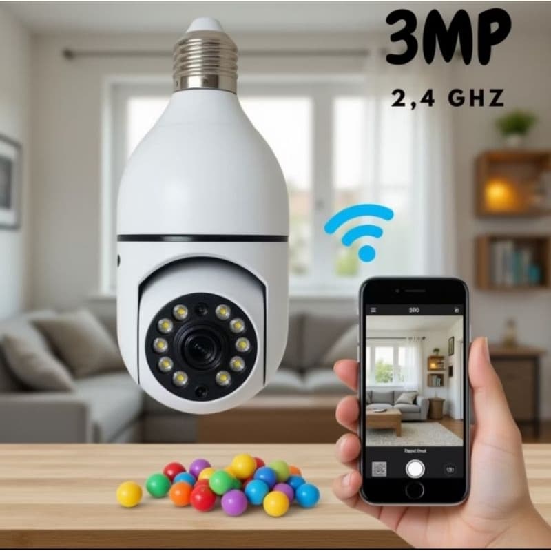 Câmera de segurança Wi-Fi 3MP IP á prova d'Água com visão Noturna 360 FHD para uso Interno e Externo 2,4 ghz