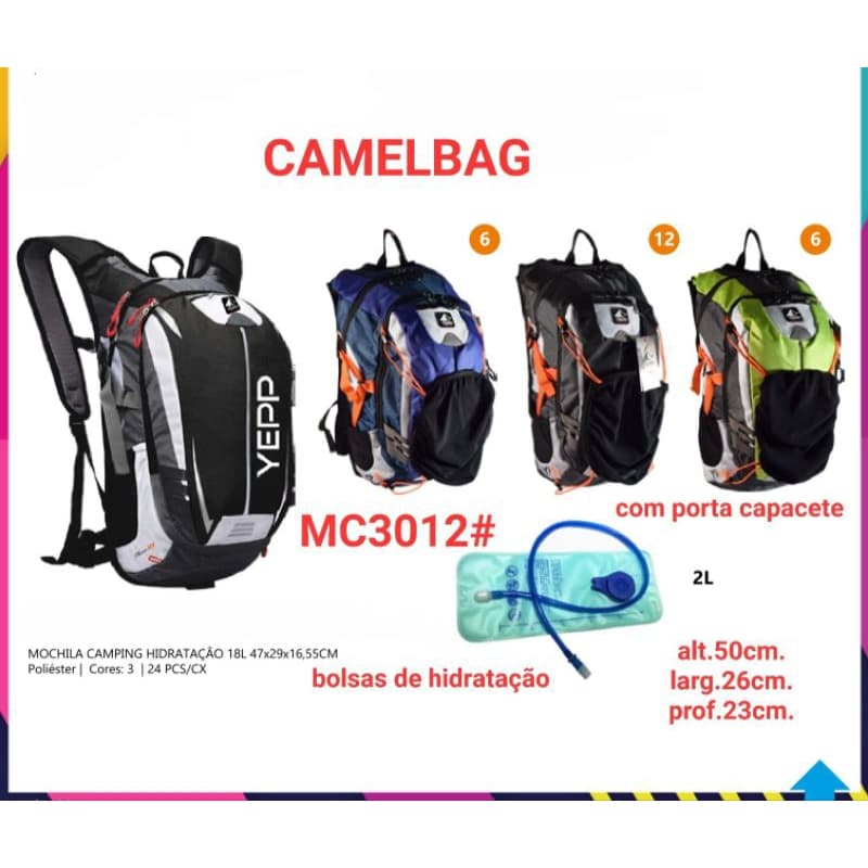 Mochila Camelbak hidratação Camping Trilha Reforçada Ciclismo 2 Em 1 Porta Capacete MC3012