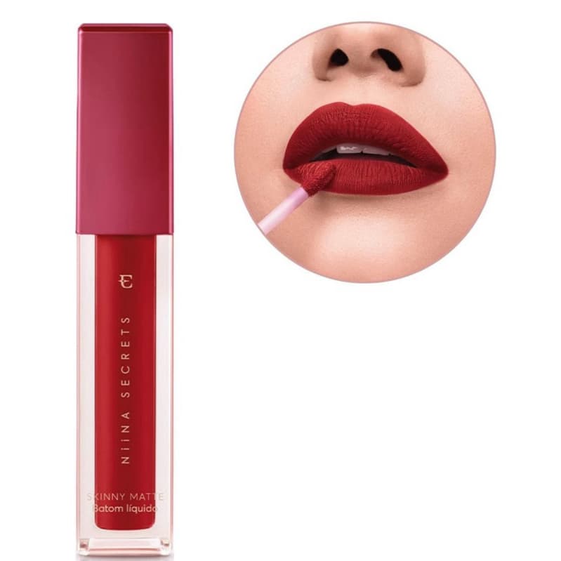 Batom Niina Secrets Eudora Skinny Matte Vermelho Hibisco 5ml Original
