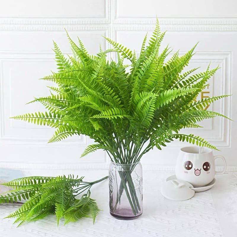Kit 10 Buquês Samambaia Arbusto Artificial Folhagem Decoração Realista